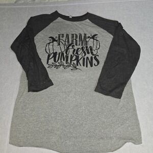 Farm Fresh Pumpkins M 3/4 Sleeve Baseball T-shirt Fall Halloween